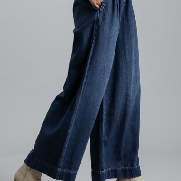 NWT Umgee Paperbag Wide Leg Denim Jeans - Picture 3 of 12